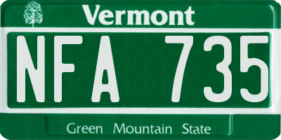 VT license plate NFA735