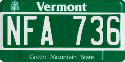 VT license plate NFA736