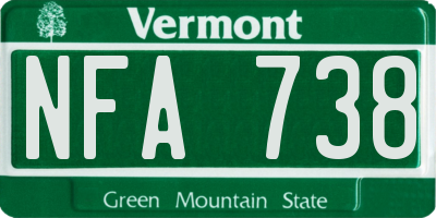 VT license plate NFA738