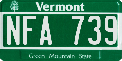 VT license plate NFA739