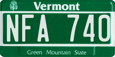 VT license plate NFA740