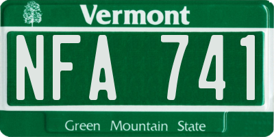 VT license plate NFA741