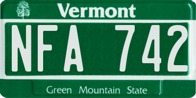 VT license plate NFA742