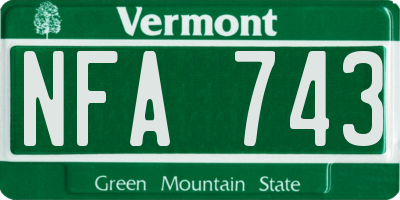 VT license plate NFA743