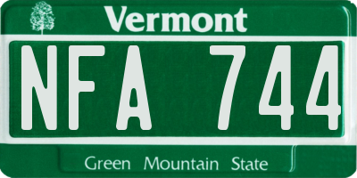VT license plate NFA744
