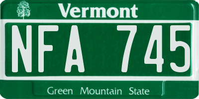 VT license plate NFA745