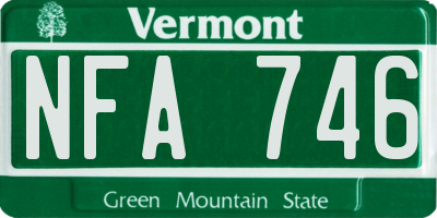 VT license plate NFA746