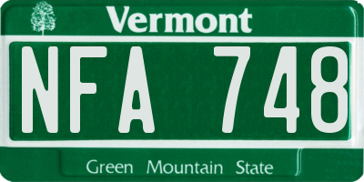 VT license plate NFA748