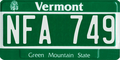 VT license plate NFA749