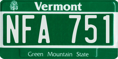 VT license plate NFA751