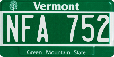 VT license plate NFA752