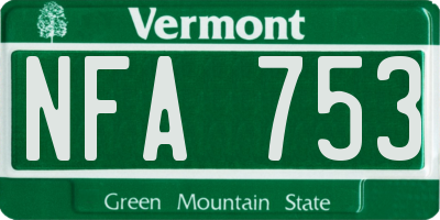 VT license plate NFA753