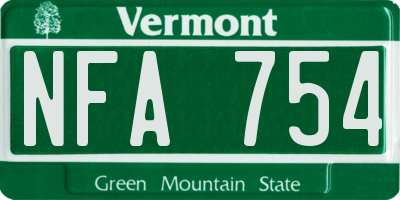 VT license plate NFA754