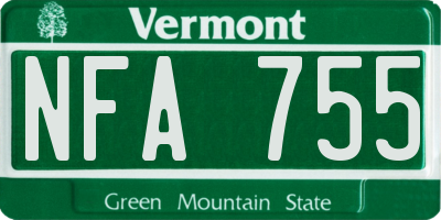 VT license plate NFA755