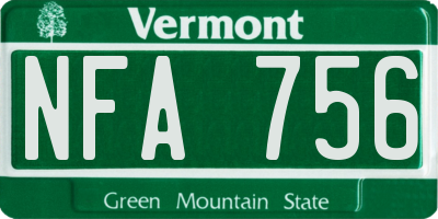 VT license plate NFA756