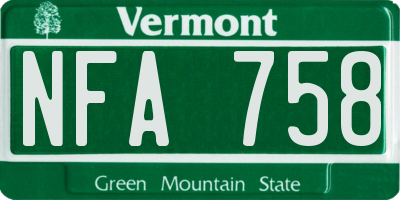 VT license plate NFA758