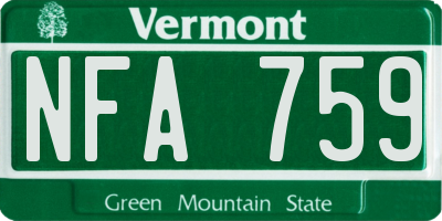 VT license plate NFA759