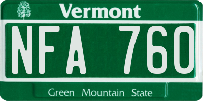 VT license plate NFA760
