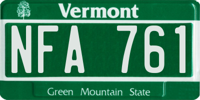 VT license plate NFA761