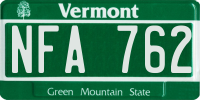 VT license plate NFA762