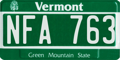 VT license plate NFA763