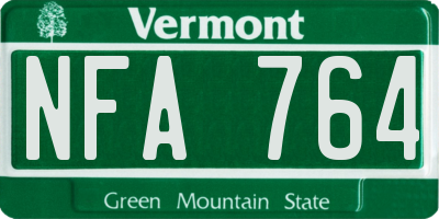 VT license plate NFA764