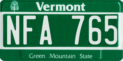 VT license plate NFA765