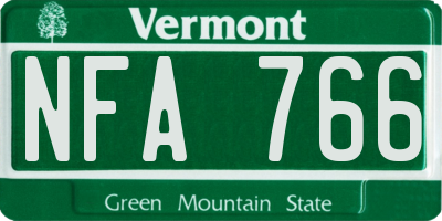 VT license plate NFA766
