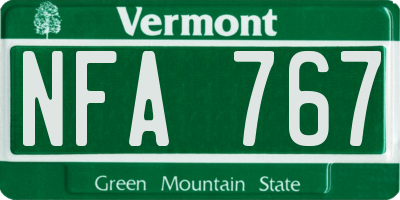 VT license plate NFA767