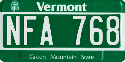 VT license plate NFA768