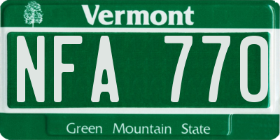 VT license plate NFA770
