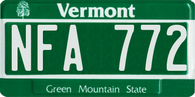 VT license plate NFA772