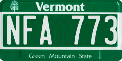 VT license plate NFA773