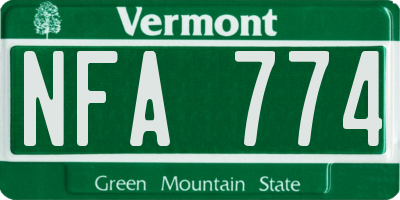 VT license plate NFA774