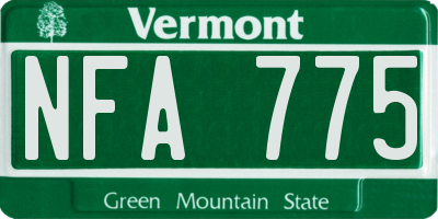 VT license plate NFA775