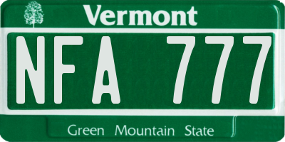 VT license plate NFA777