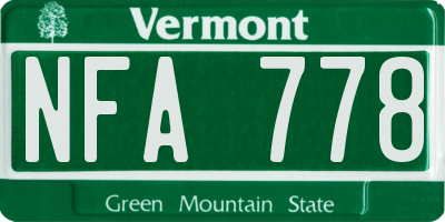 VT license plate NFA778