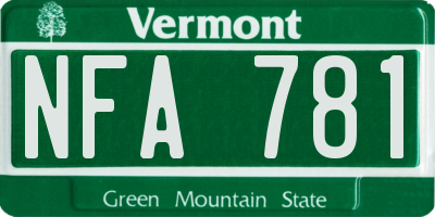 VT license plate NFA781