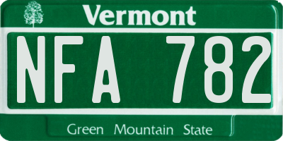 VT license plate NFA782