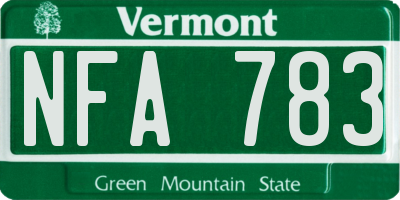 VT license plate NFA783