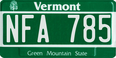 VT license plate NFA785