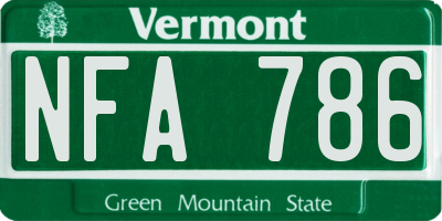 VT license plate NFA786