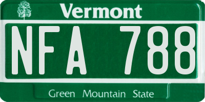 VT license plate NFA788