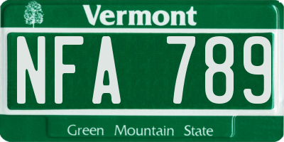 VT license plate NFA789