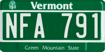VT license plate NFA791