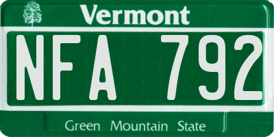 VT license plate NFA792