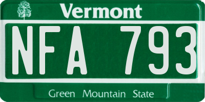 VT license plate NFA793