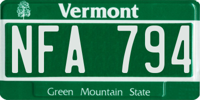 VT license plate NFA794