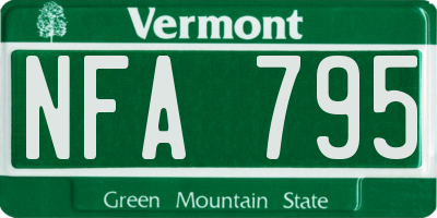 VT license plate NFA795