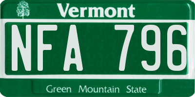 VT license plate NFA796